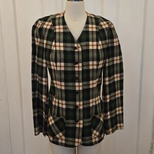 Vintage Pendleton Green Plaid Women's Blazer